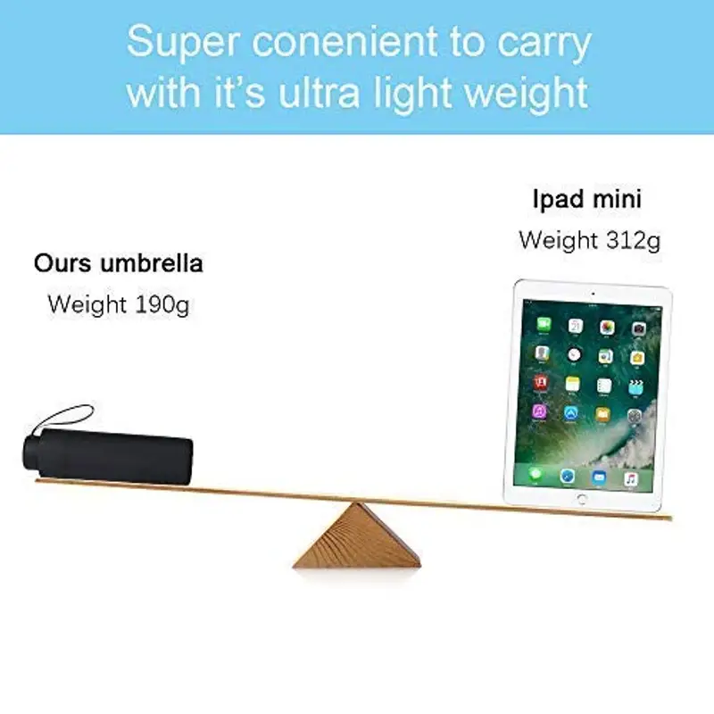 Vicloon Mini Ombrello Pieghevole Antivento, Ombrello da Viaggio Piccolo e Portatile, Tessuto in Gomma Nera di alta Qualità Resistente alla Pioggia e ai Raggi UV, Adatto per Attività All'aperto miniatura 3