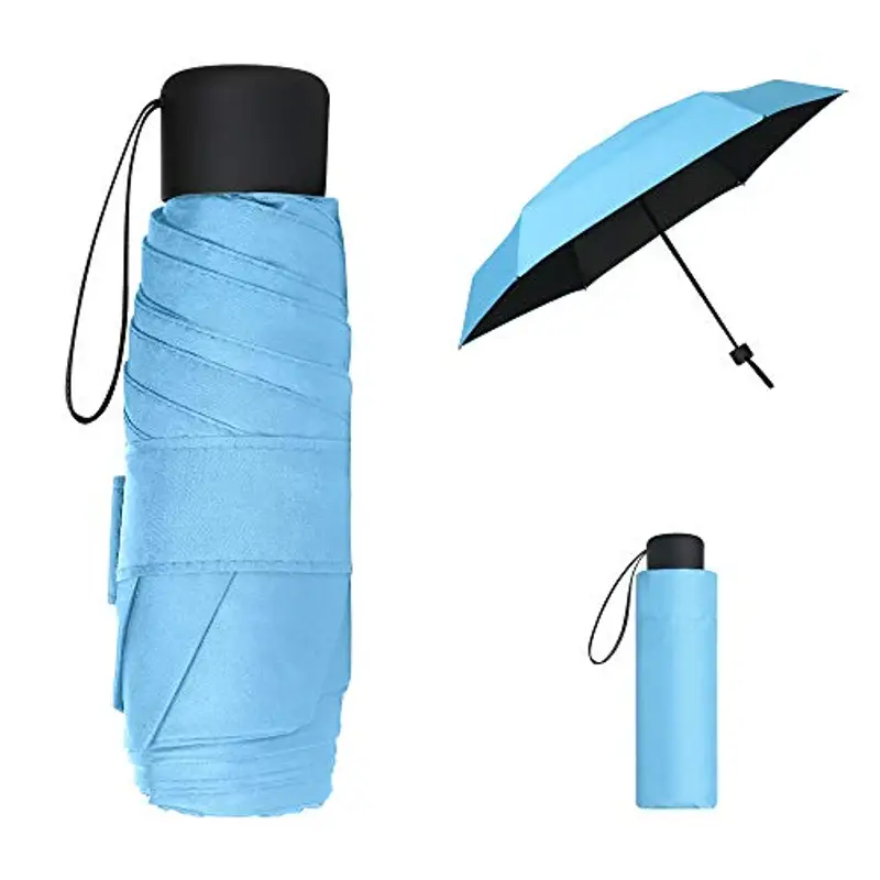 Vicloon Mini Ombrello Pieghevoli, Ombrello Pieghevole Antivento Portatile Ombrello da Viaggio Pioggia e Sole Antivento Ombrello Portatile per Uomo e Donna (Cielo Blu)