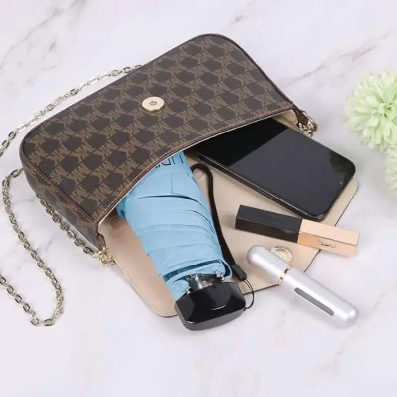 Vicloon Mini Ombrello Portatile Pieghevoli, Leggero Compatto Antivento Ombrello da Viaggio con Piatto Manico, Pioggia e UV Protezione Ombrello per Uomo e Donna Protezione UPF>50+(Blu) miniatura 2