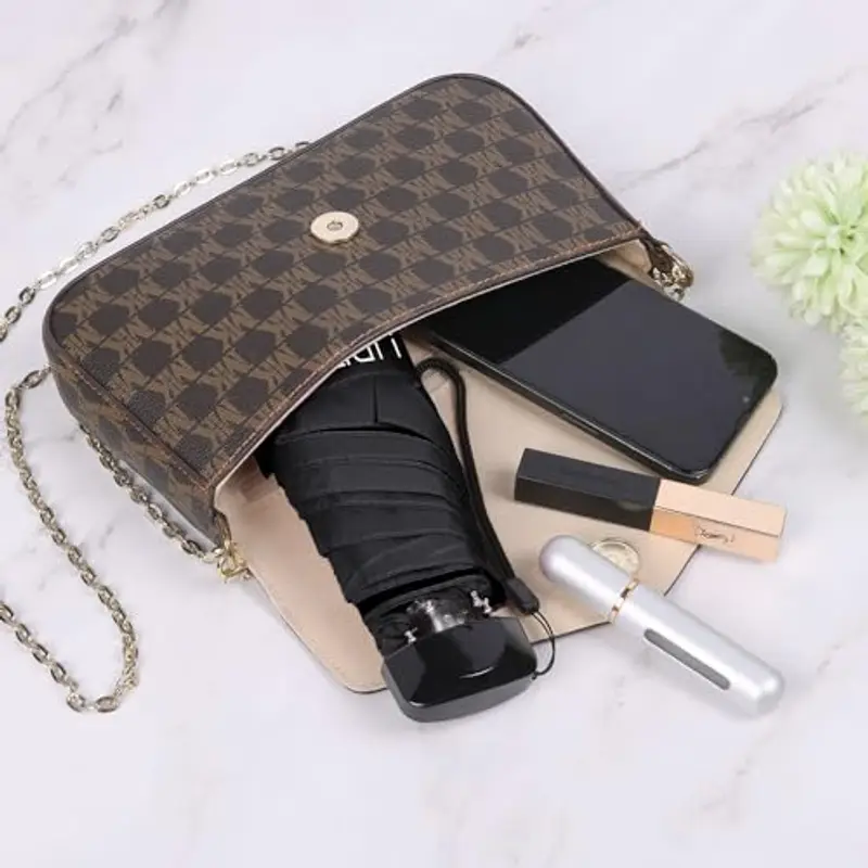 Vicloon Mini Ombrello Portatile Pieghevoli, Leggero Compatto Antivento Ombrello da Viaggio con Piatto Manico, Pioggia e UV Protezione Ombrello per Uomo e Donna Protezione UPF>50+(Nero) miniatura 2