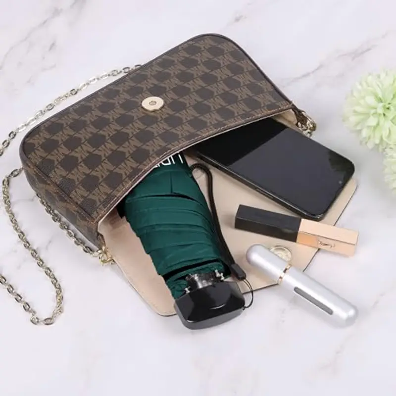 Vicloon Mini Ombrello Portatile Pieghevoli, Leggero Compatto Antivento Ombrello da Viaggio con Piatto Manico, Pioggia e UV Protezione Ombrello per Uomo e Donna Protezione UPF>50+(Verde Scuro) miniatura 2