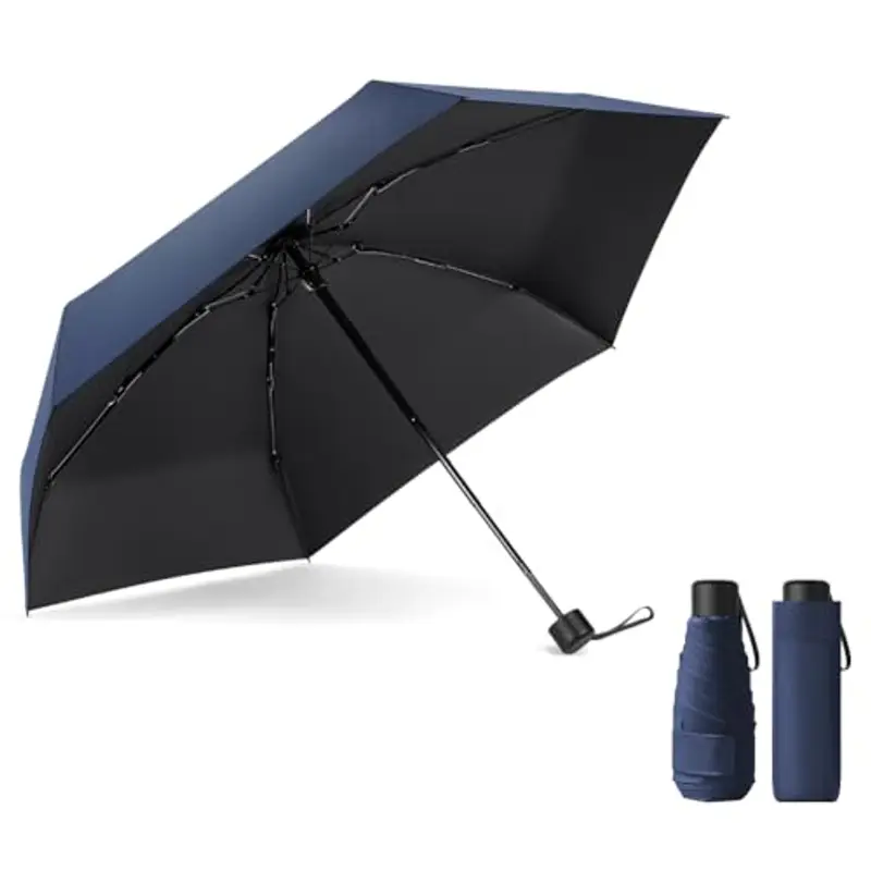 Vicloon Ombrello Pieghevole Antivento, Ombrello da Viaggio Portatile Leggero Compatto, Protezione Pioggia e UV Ombrello per Uomo e Donna Tascabile Adatto per attività All'aperto (Blu Navy)