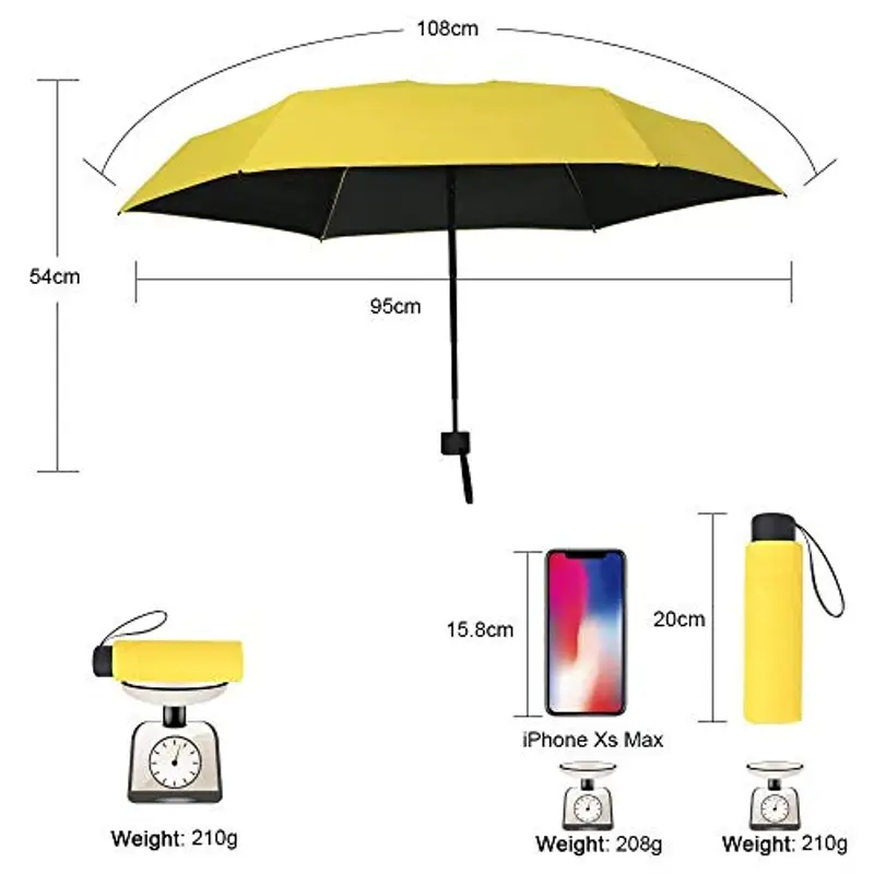 Vicloon Ombrello pieghevole, Ombrello, Ombrello tascabile, Ombrello tascabile, ultra leggero, alla moda, compatto, portatile, anti-UV, ideale per le attività all'aria aperta, Golf Viaggi miniatura 2