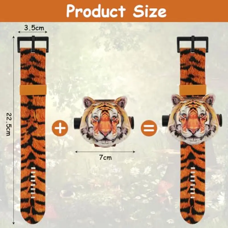 Vicloon Orologio Bambini, Orologio Giocattolo, Orologio con Proiettore Bambini Orologio da Polso con 20 Modelli di Proiezione per Ragazzi e Ragazze Regali di Natale (Tigre) miniatura 2