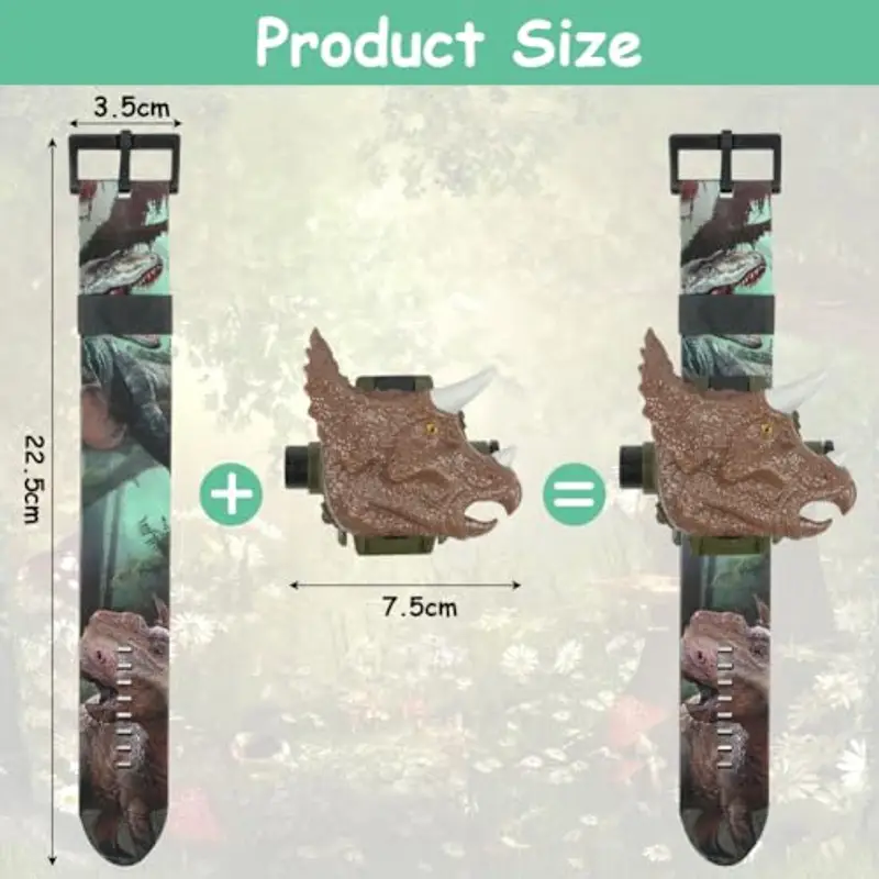 Vicloon Orologio Bambini, Orologio Giocattolo, Orologio con Proiettore Bambini Orologio da Polso con 20 Modelli di Proiezione per Ragazzi e Ragazze Regali di Natale (Triceratopo) miniatura 2