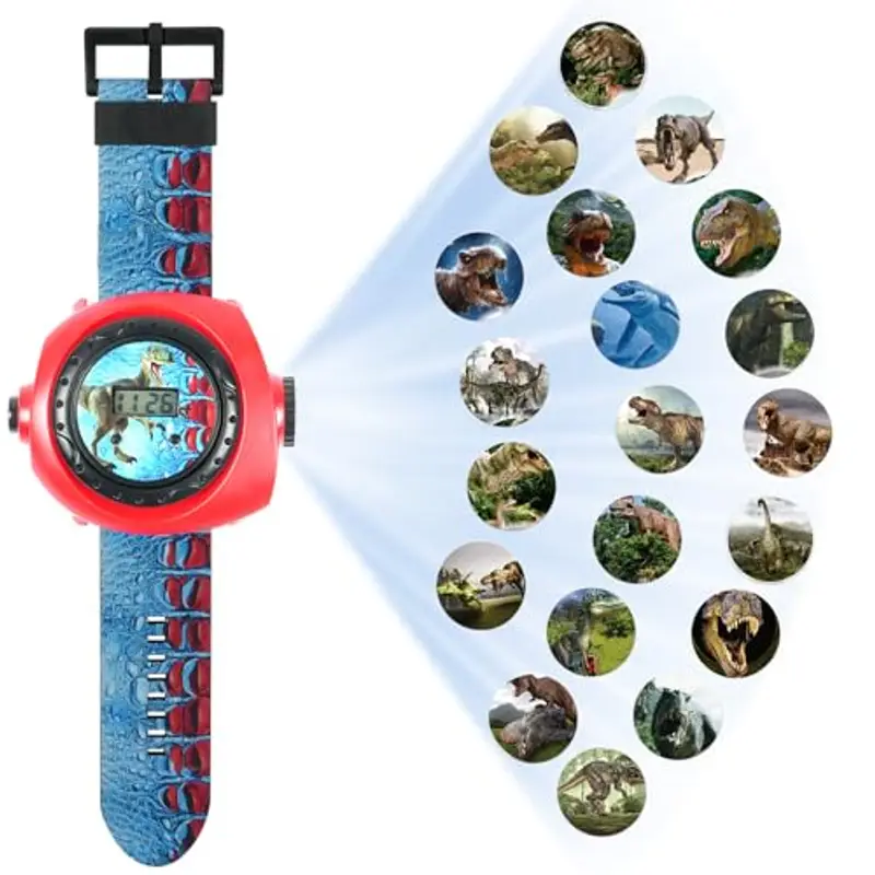 Vicloon Orologio Bambini, Orologio Giocattolo, Orologio con Proiettore Bambini Orologio da Polso con 20 Modelli di Proiezione per Ragazzi e Ragazze, Regalo di Natale (Dinosauro)