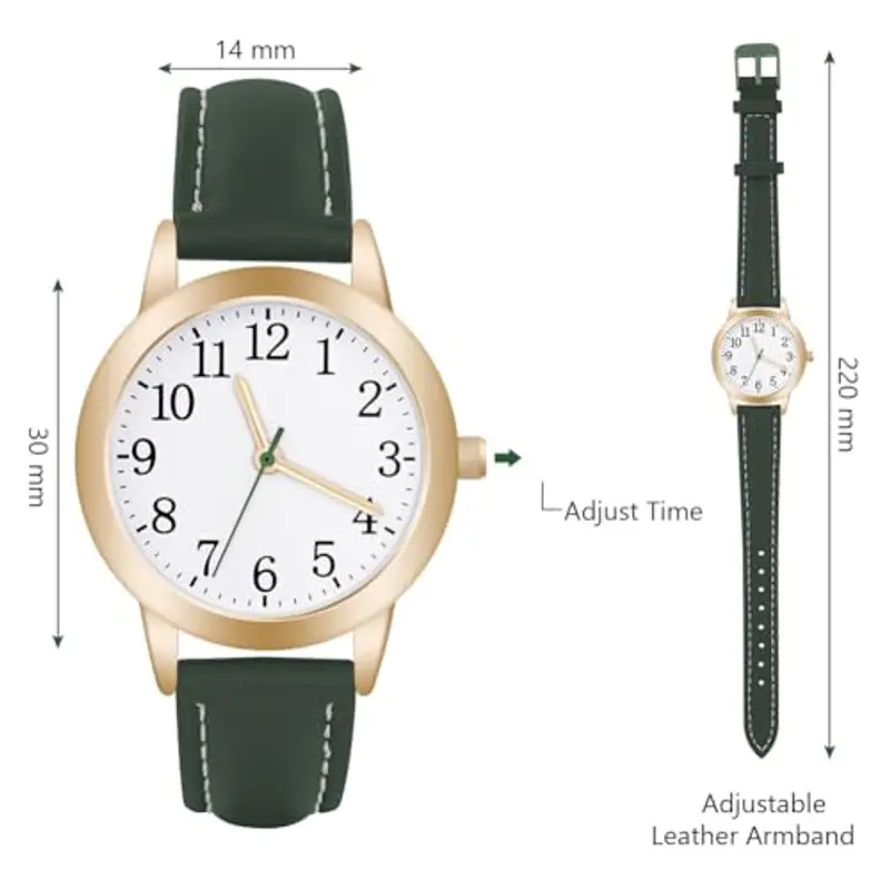 Vicloon Orologio Da Donna, Orologio Al Quarzo Analogico, Polso Per Donna Da Classico Business Casual (Verde) miniatura 2