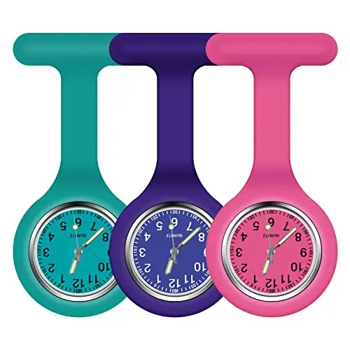 Vicloon Orologio da Infermiere, 3Pcs Orologio per Infermieri in Silicone con Spilla, Infermieri Fob Medical Watch