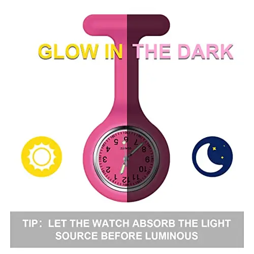 Vicloon Orologio da Infermiere, 3Pcs Orologio per Infermieri in Silicone con Spilla, Infermieri Fob Medical Watch miniatura 3