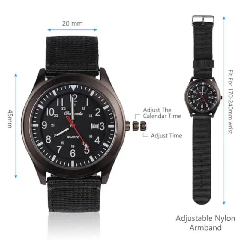 Vicloon Orologio da Uomo, Orologio Analogico al Quarzo, Orologio Militare Che si Illumina al Buio Con Datario e miniatura 2