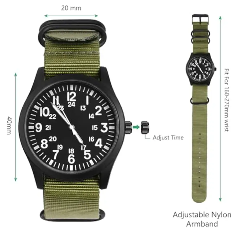 Vicloon Orologio da Uomo, Orologio Militare, Orologio al Quarzo Analogico Glow in the Dark Orologi Field Outdoor Sport miniatura 2