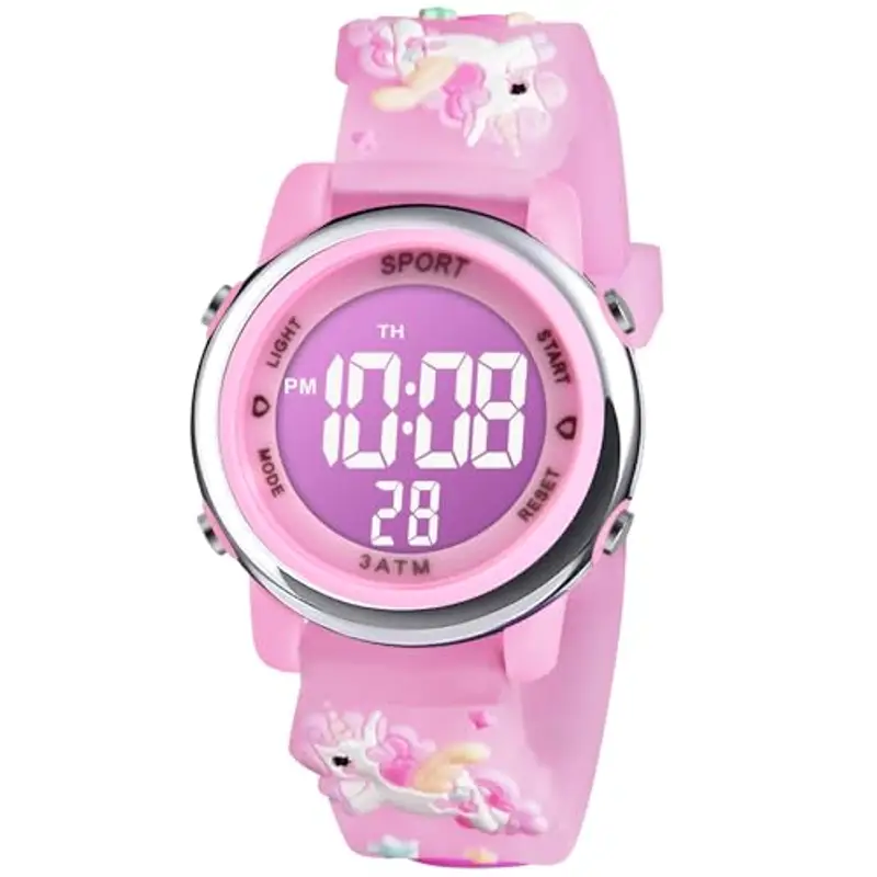 Vicloon Orologio Digitale per Bambini, Orologio da Polso per Ragazzi e Ragazze, Polso unicorno, Cartoni 3D Waterproof Retroilluminazione a 7 Colori, Regalo di Natale Regali per Ragazzi e Ragazze