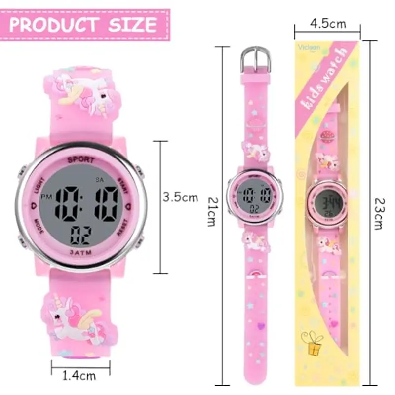 Vicloon Orologio Digitale per Bambini, Orologio da Polso per Ragazzi e Ragazze, Polso unicorno, Cartoni 3D Waterproof Retroilluminazione a 7 Colori, Regalo di Natale Regali per Ragazzi e Ragazze miniatura 2