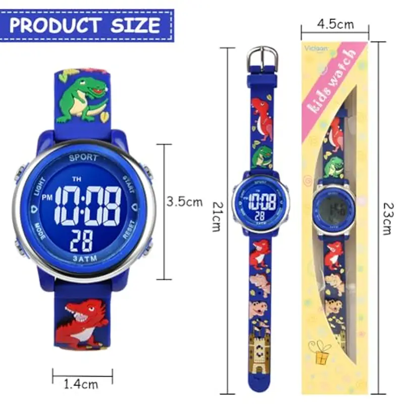 Vicloon Orologio Digitale per Bambini, Orologio da Polso per Ragazzi e Ragazze, Polso unicorno, Cartoni 3D Waterproof Retroilluminazione a 7 Colori, Regalo di Natale Regali per Ragazzi e Ragazze miniatura 2