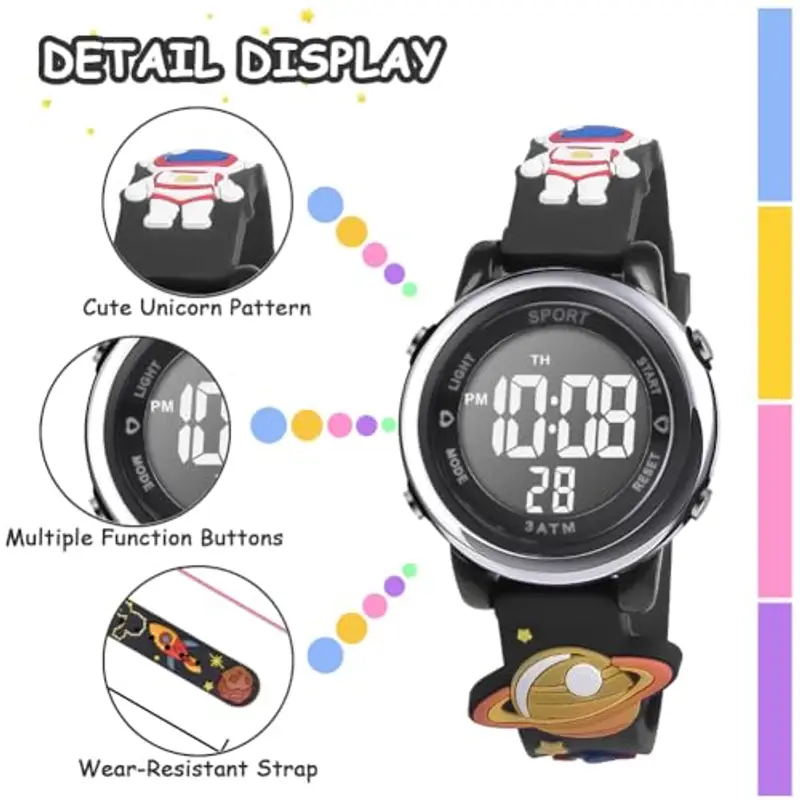 Vicloon Orologio Digitale per Bambini, Orologio da Polso per Ragazzi e Ragazze, Polso unicorno, Cartoni 3D Waterproof Retroilluminazione a 7 Colori, Regalo di Natale Regali per Ragazzi e Ragazze miniatura 3
