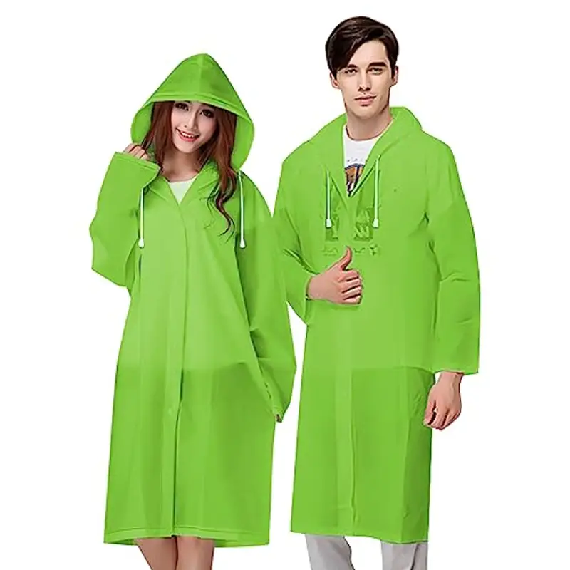 Vicloon Poncho Impermeabile, 2 Pcs Impermeabile per Adulti da Portatile Eva Trasparenti Riutilizzabili, Cappotto di Pioggia Poncho per Uomo e Donna per Pesca, Parchi Acquatici e Altro Ancora (Verde)