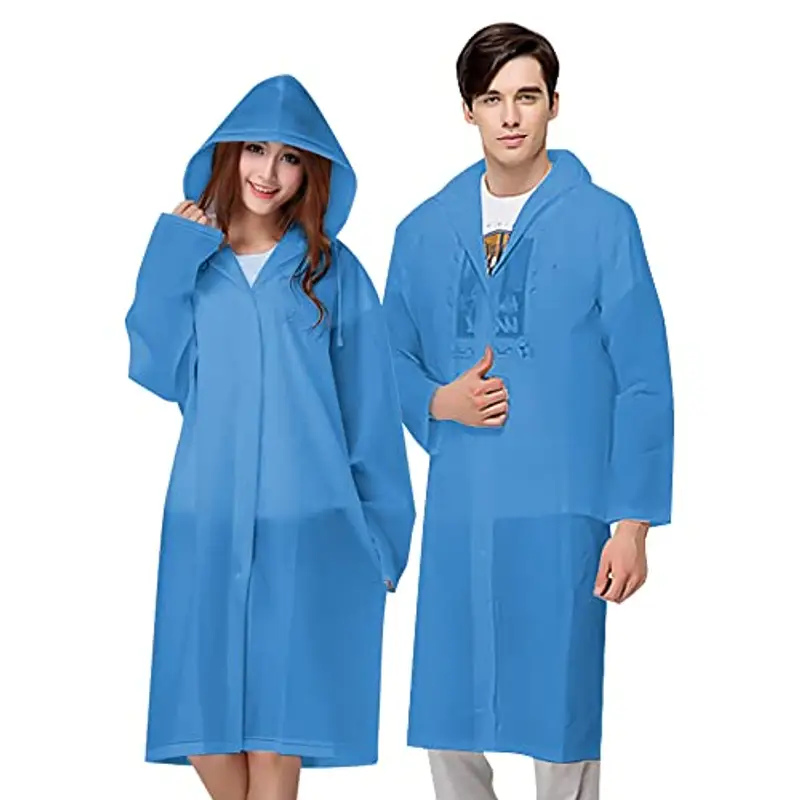 Vicloon Poncho Impermeabile, Adulti Trasparenti Cappotto di Pioggia per Uomo e Donna (Blu)