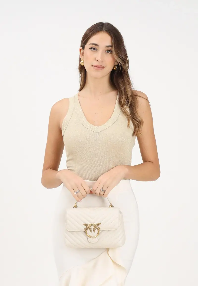 Canotta oro da donna realizzata in un tessuto lavorato con filato lamé miniatura 2