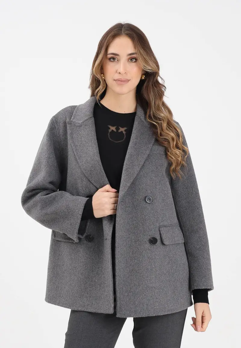 Cappotto corto grigio da donna miniatura 2