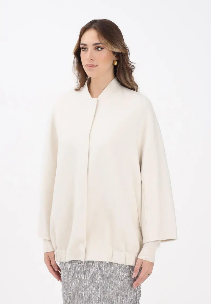 Cappotto corto panna da donna