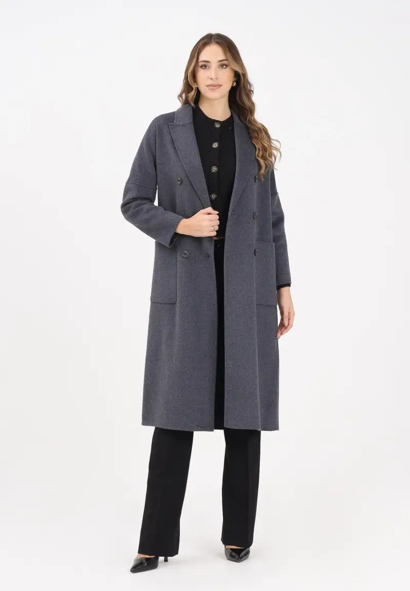Cappotto lungo grigio da donna miniatura 2