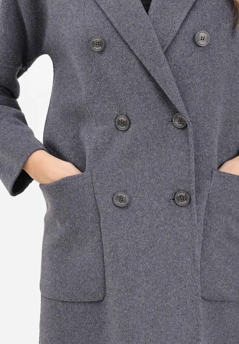 Cappotto lungo grigio da donna miniatura 3