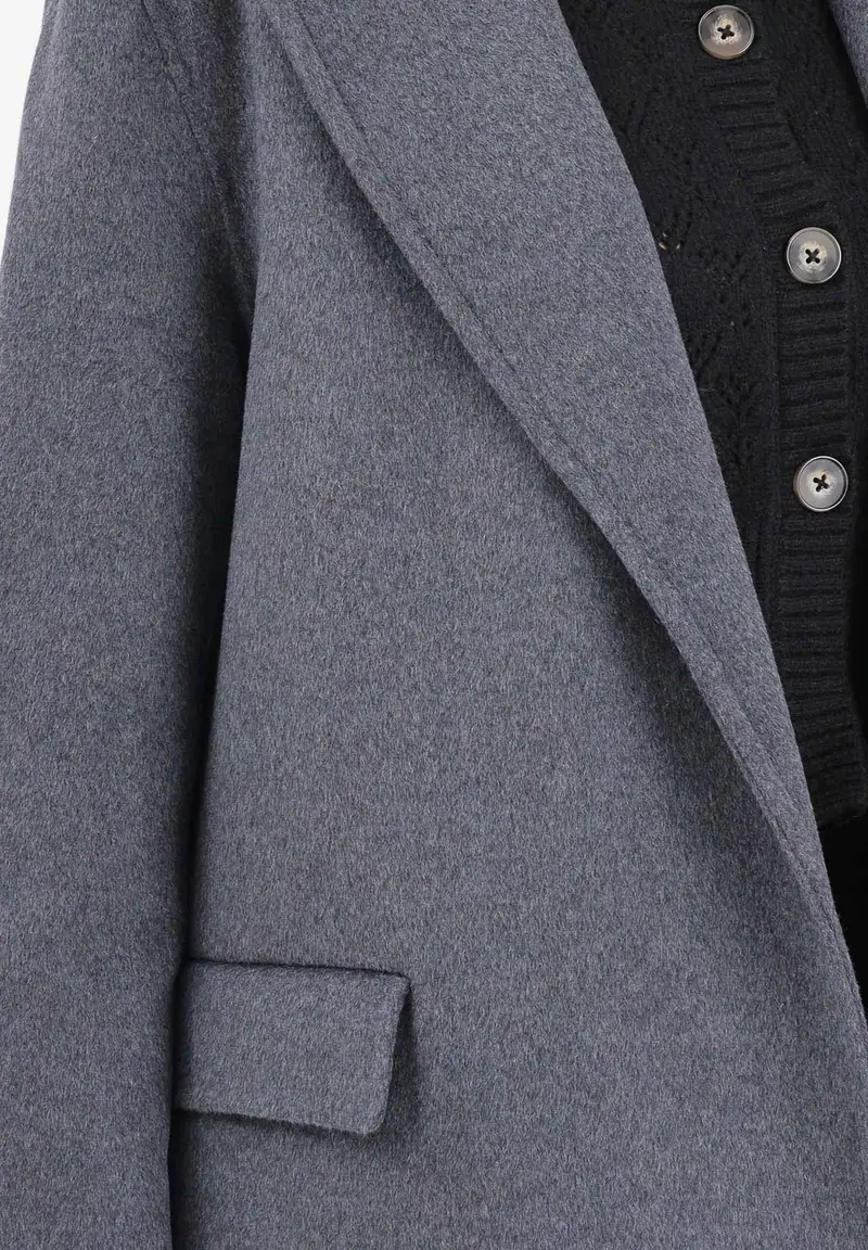 Cappotto lungo grigio da donna miniatura 3