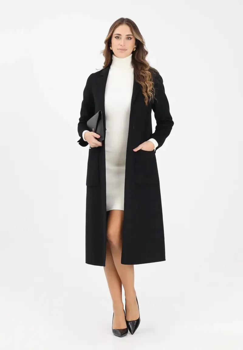 Cappotto lungo nero da donna miniatura 2