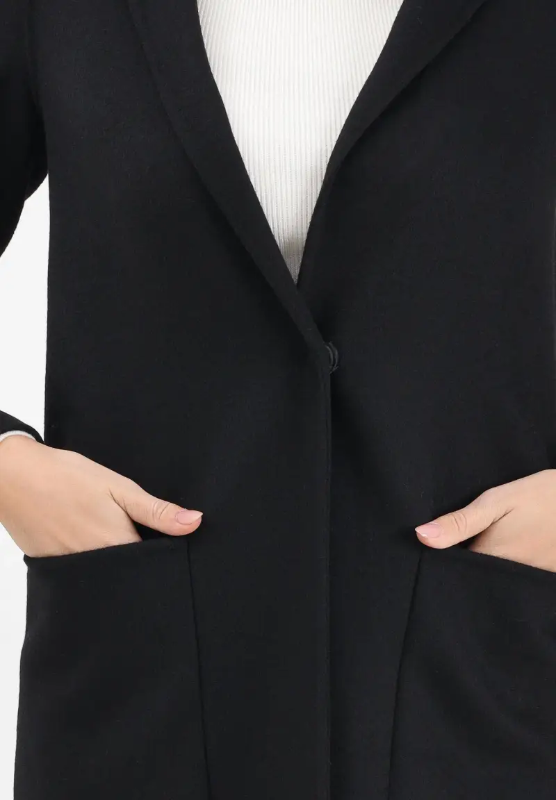 Cappotto lungo nero da donna miniatura 3