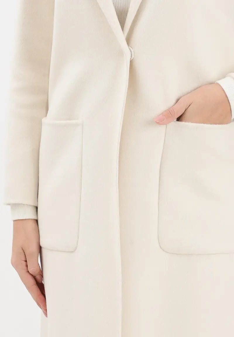 Cappotto lungo panna da donna miniatura 3