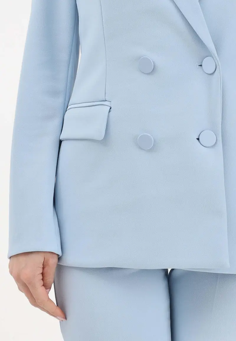 Giacca doppiopetto azzurra da donna miniatura 3