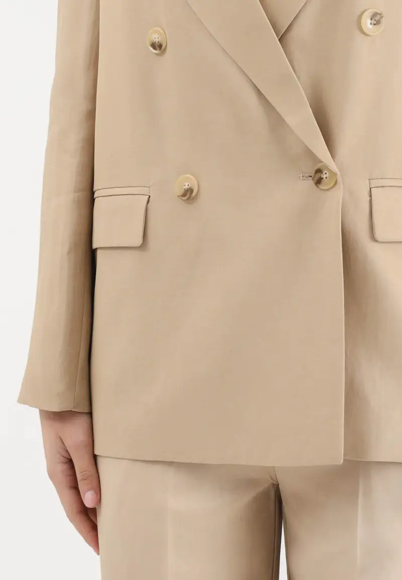 Giacca doppiopetto beige da donna miniatura 3