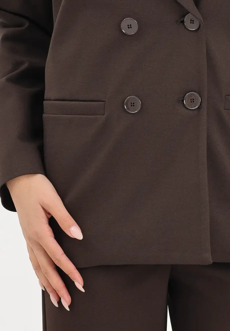 Giacca doppiopetto marrone da donna miniatura 3