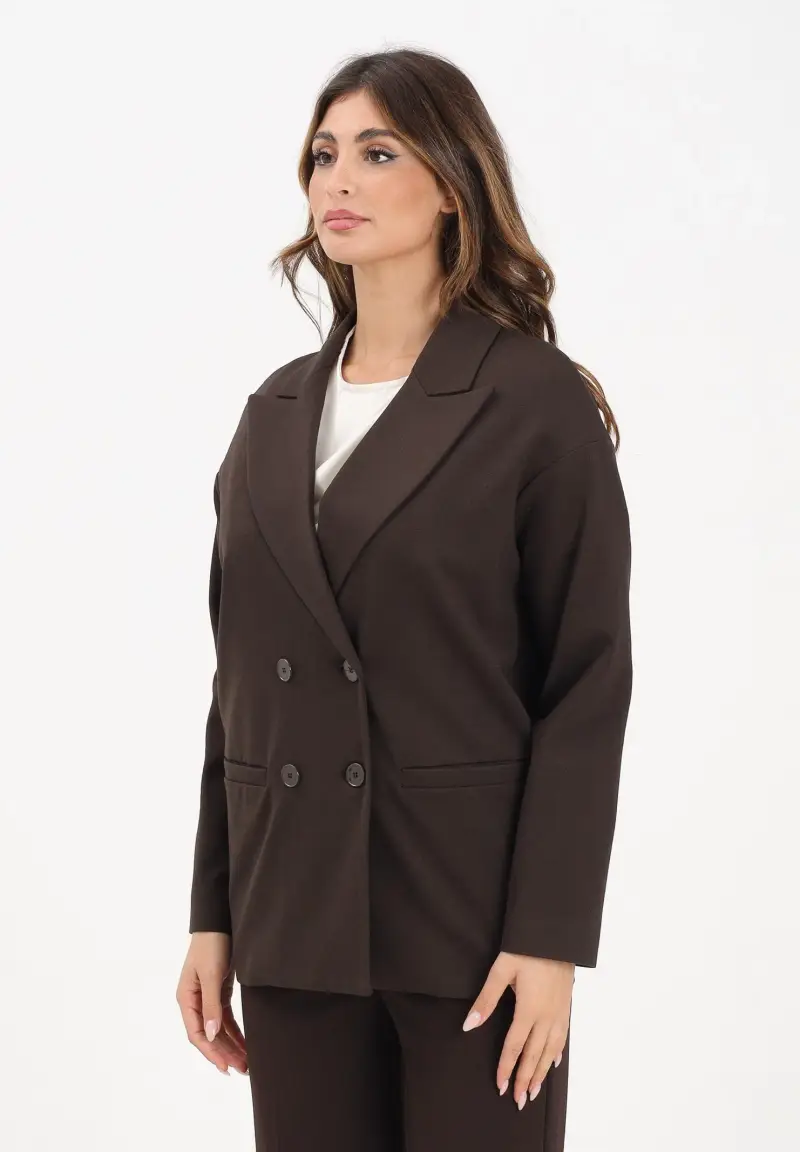 Giacca doppiopetto marrone da donna