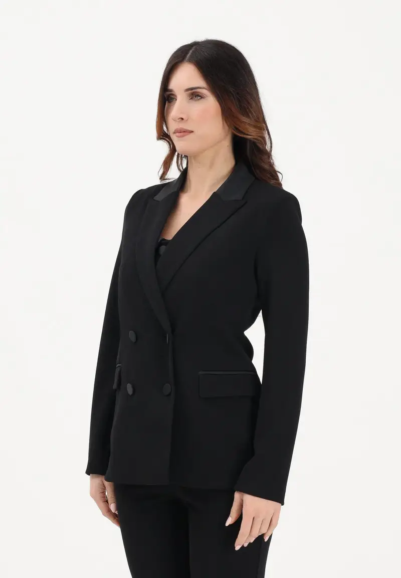 Giacca doppiopetto nera da donna