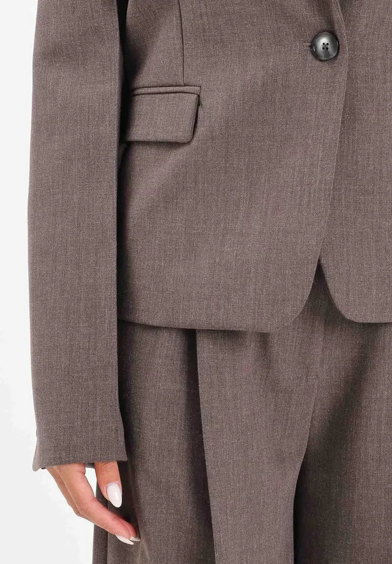 Giacca marrone da donna con leggera trama mélange miniatura 3