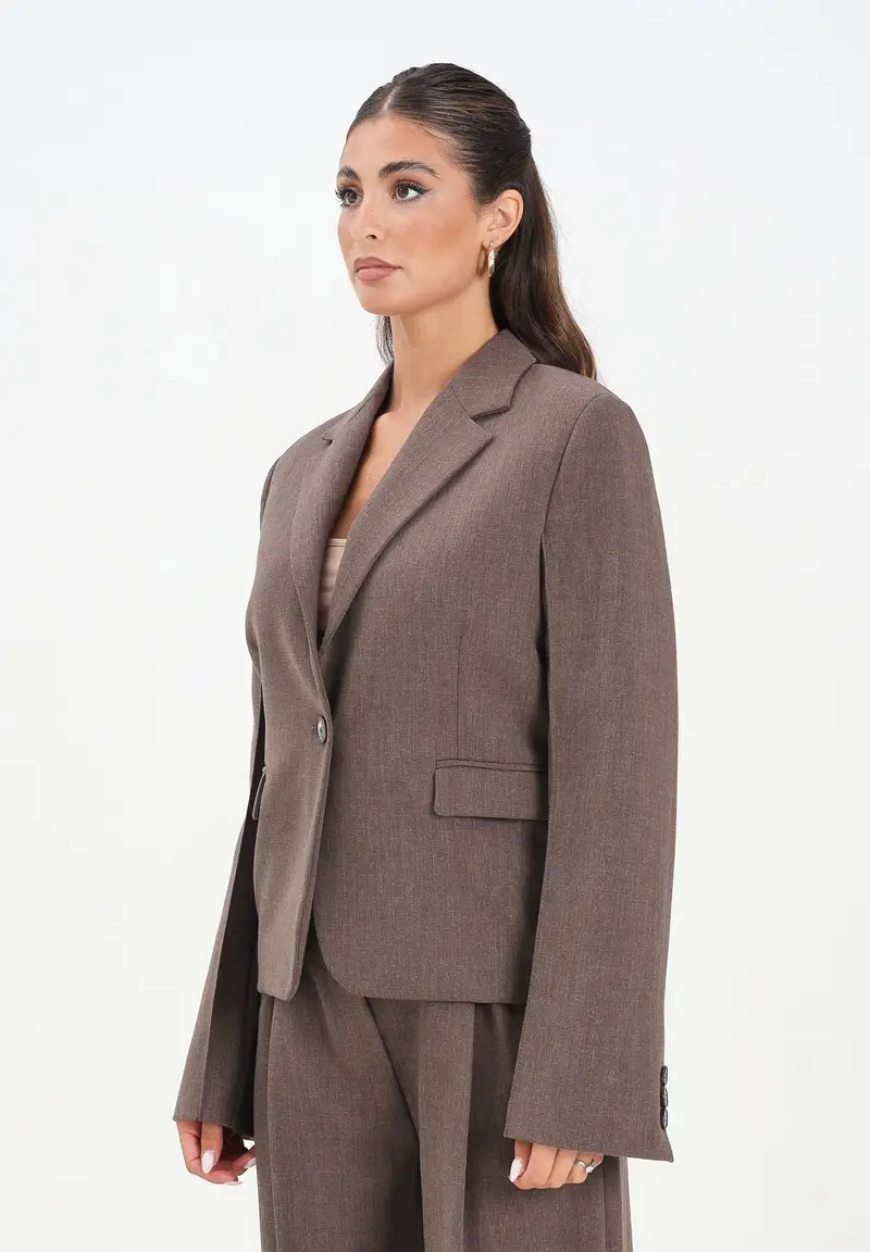 Giacca marrone da donna con leggera trama mélange