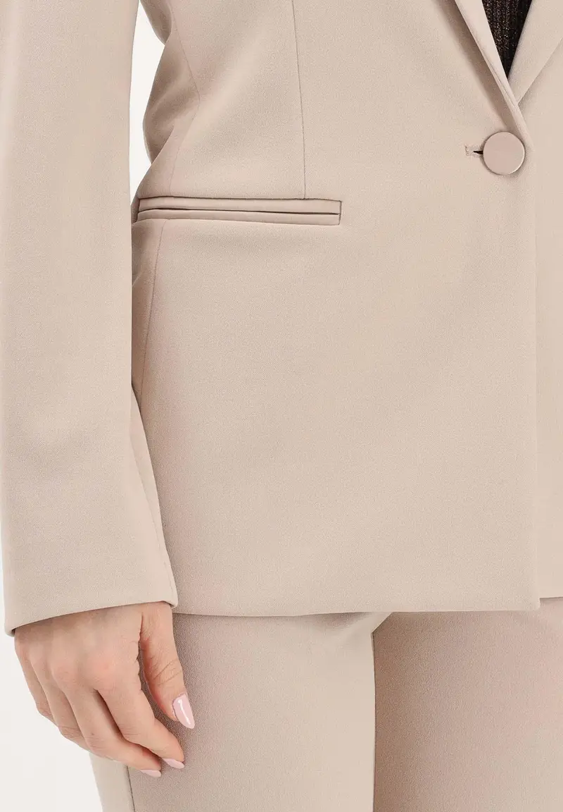 Giacca monopetto beige da donna miniatura 3