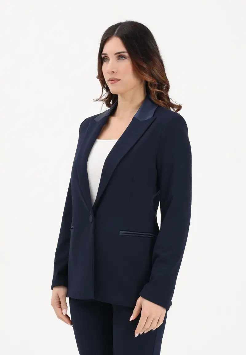 Giacca monopetto blu da donna