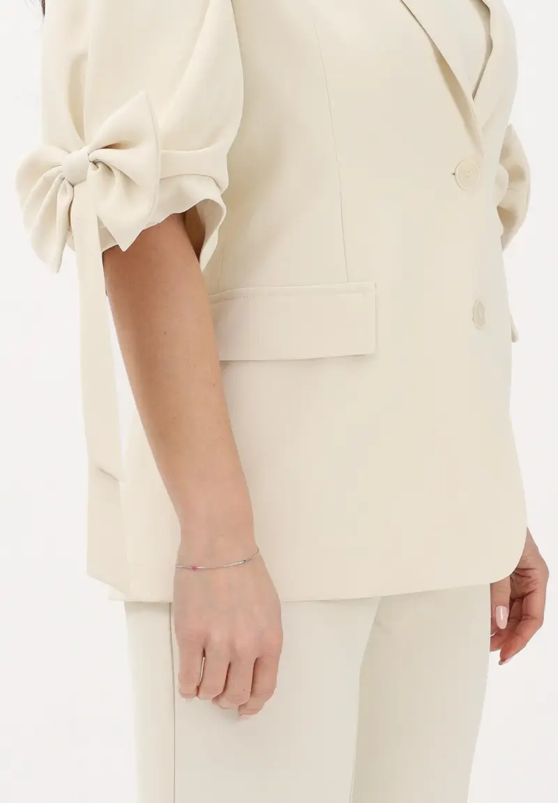 Giacca monopetto burro da donna con fiocchi miniatura 3