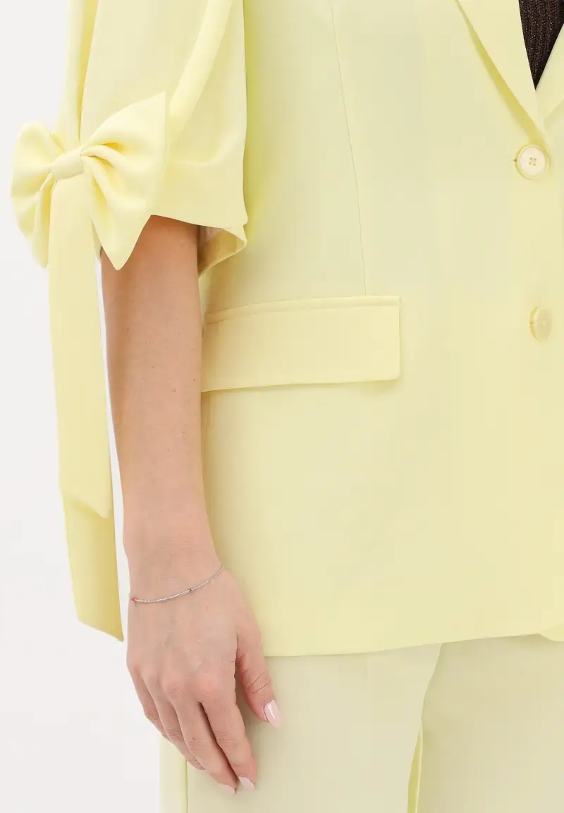 Giacca monopetto gialla da donna con fiocchi miniatura 3