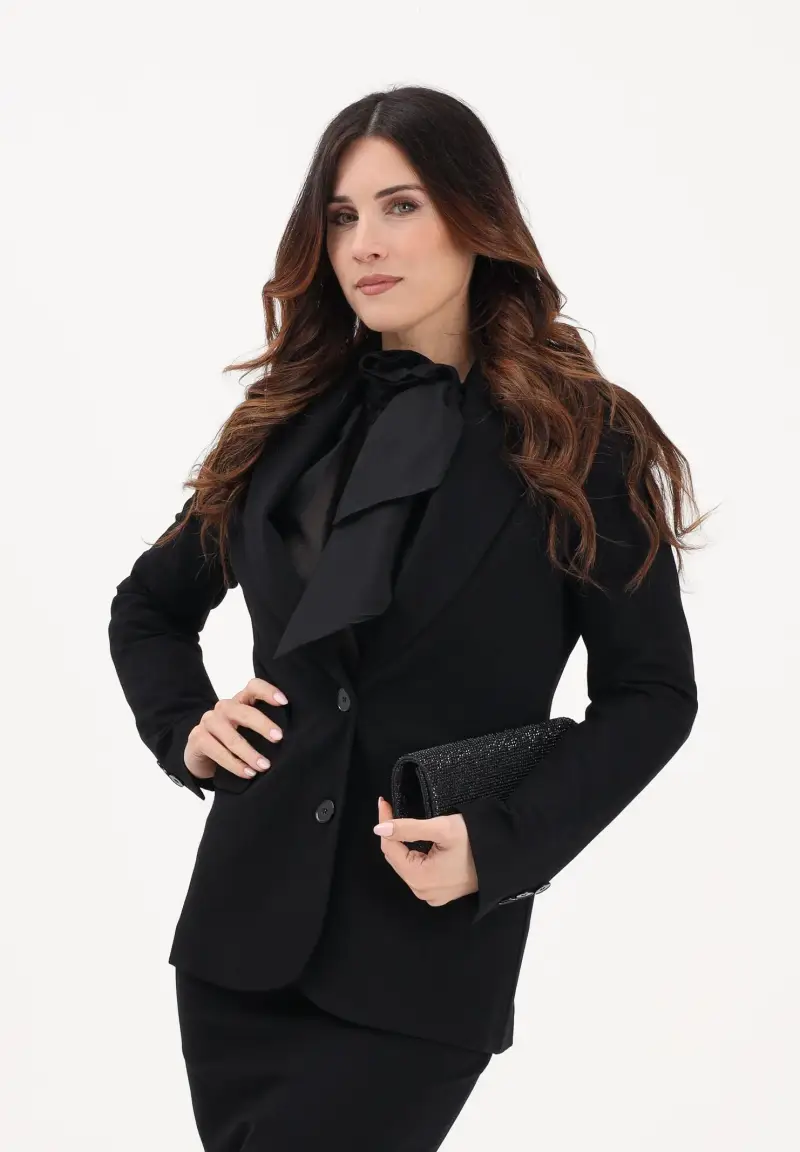 Giacca monopetto nera da donna miniatura 2