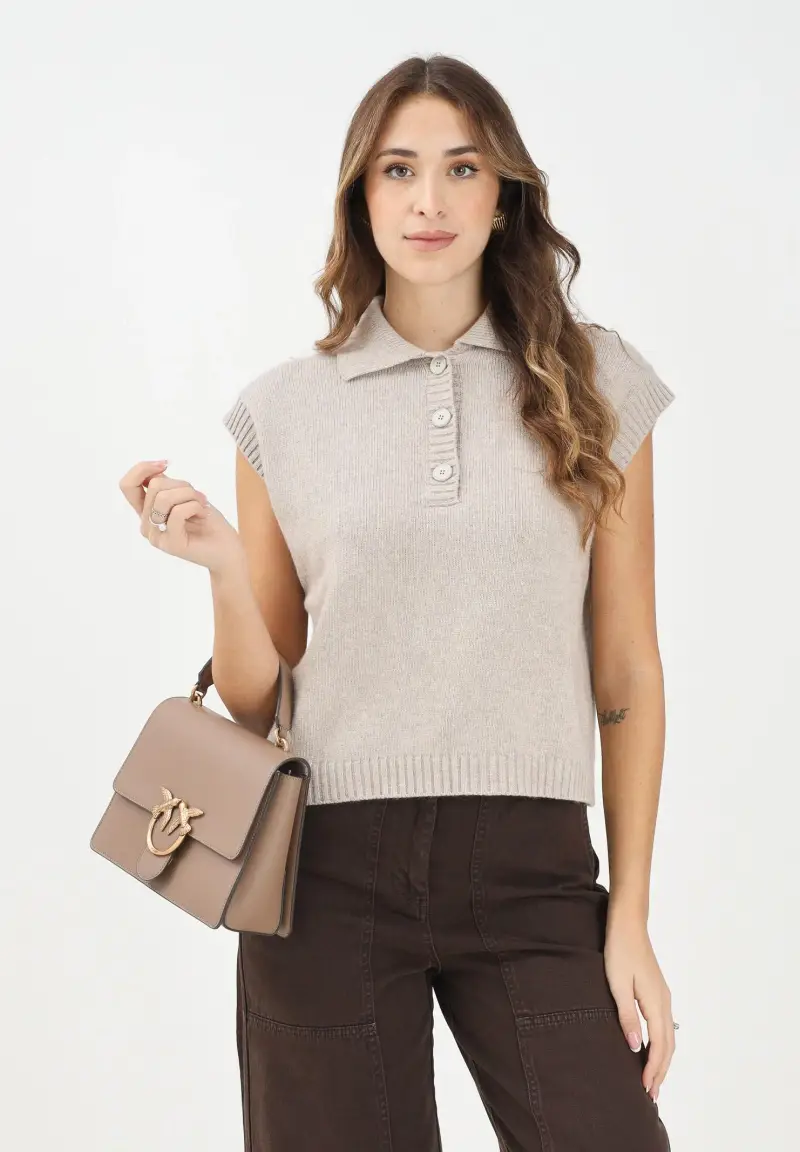 VICOLO Gilet Donna Beige 3622877 miniatura 2