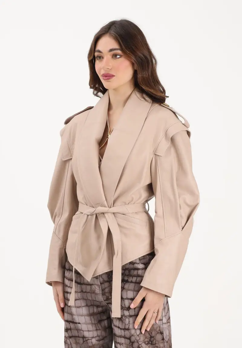 Giubbotto di pelle Marant beige da donna