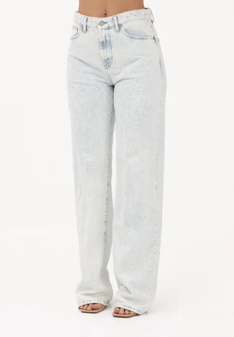 Jeans Alex in denim chiaro da donna con lavorazione micro-traforata