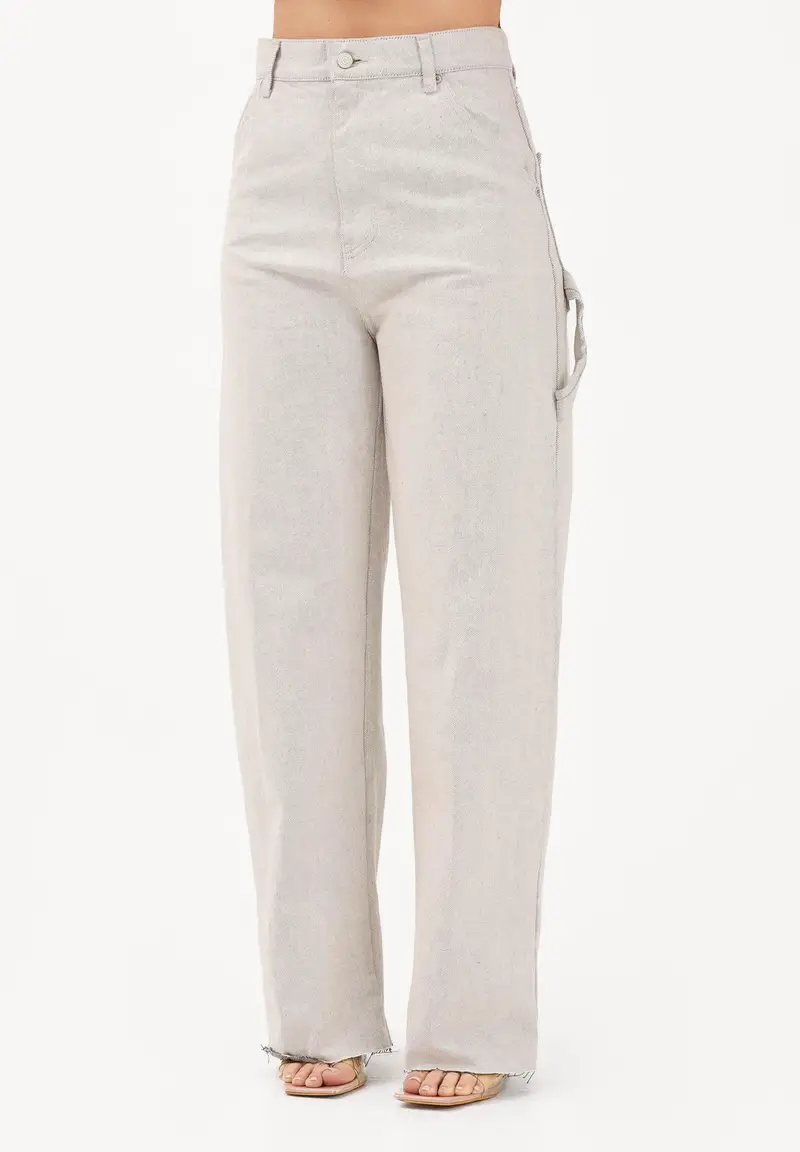 Jeans Lena in denim grigio sabbiato da donna