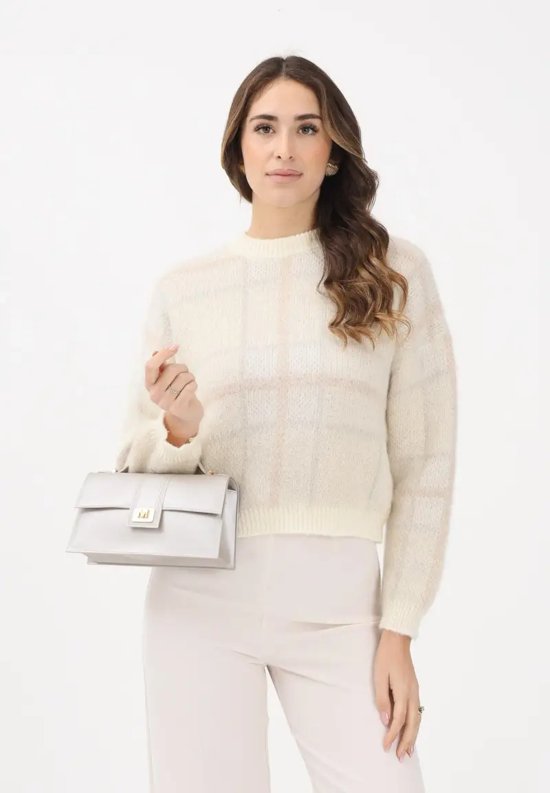 Maglioncino girocollo panna da donna miniatura 2