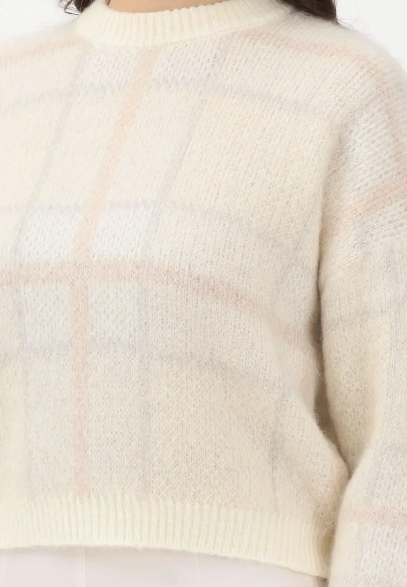 Maglioncino girocollo panna da donna miniatura 3