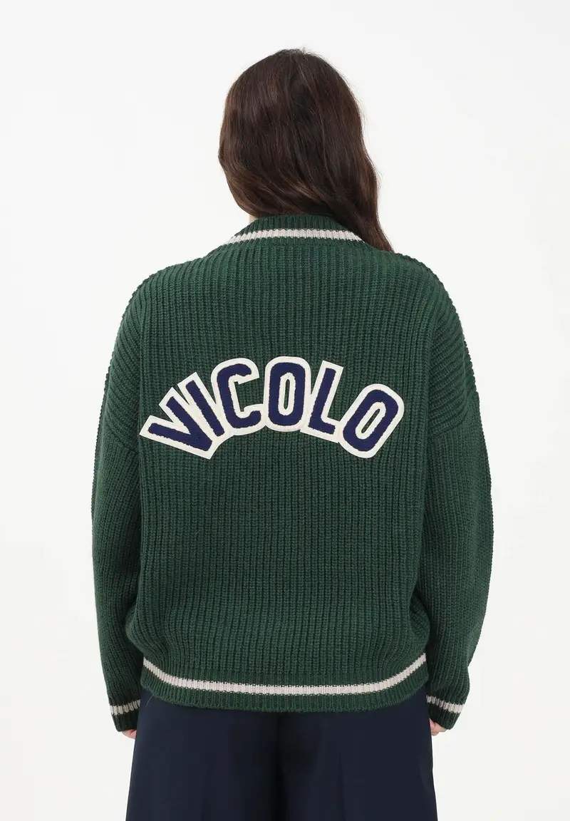 Maglioncino verde da donna con logo sul retro miniatura 3