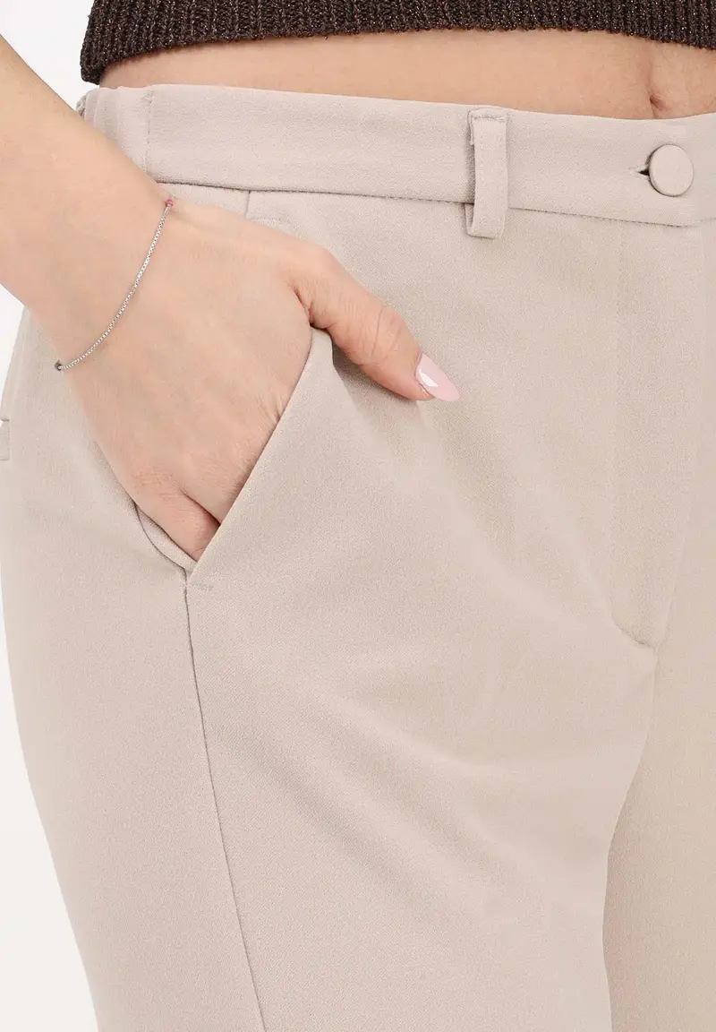 Pantalone elegante beige da donna miniatura 3